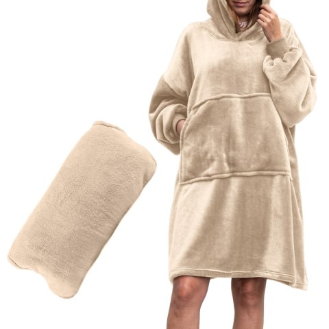 Bluzair Bluza Koc Hoodie Oversize Polska Beżowy Bluzair Bluza Koc Hoodie Oversize Polska Beżowy