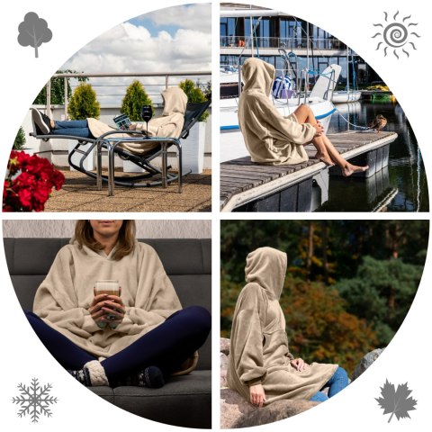 Bluzair Bluza Koc Hoodie Oversize Polska Beżowy Bluzair Bluza Koc Hoodie Oversize Polska Beżowy