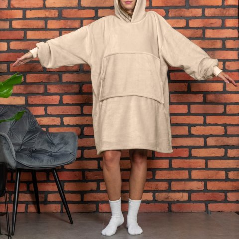 Bluzair Bluza Koc Hoodie Oversize Polska Beżowy Bluzair Bluza Koc Hoodie Oversize Polska Beżowy