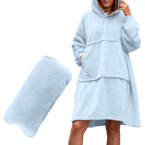 Bluzair Bluza Koc Hoodie Oversize Polska Błękitny Bluzair Bluza Koc Hoodie Oversize Polska Błękitny