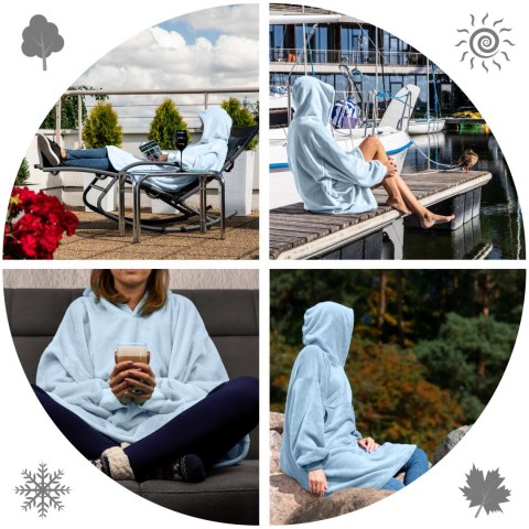 Bluzair Bluza Koc Hoodie Oversize Polska Błękitny Bluzair Bluza Koc Hoodie Oversize Polska Błękitny