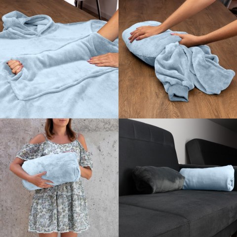 Bluzair Bluza Koc Hoodie Oversize Polska Błękitny Bluzair Bluza Koc Hoodie Oversize Polska Błękitny