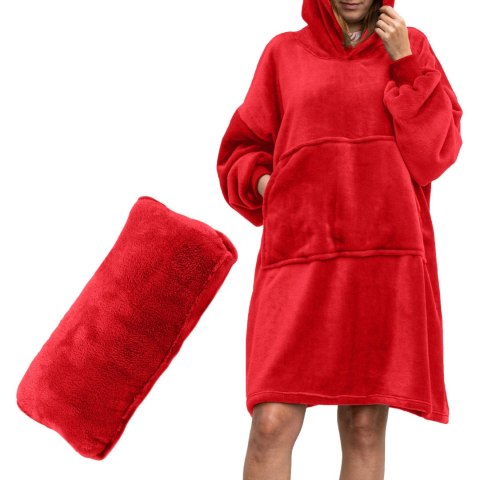 Bluzair Bluza Koc Hoodie Oversize Polska Czerwona Bluzair Bluza Koc Hoodie Oversize Polska Czerwona