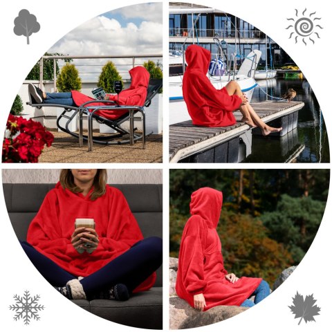 Bluzair Bluza Koc Hoodie Oversize Polska Czerwona Bluzair Bluza Koc Hoodie Oversize Polska Czerwona