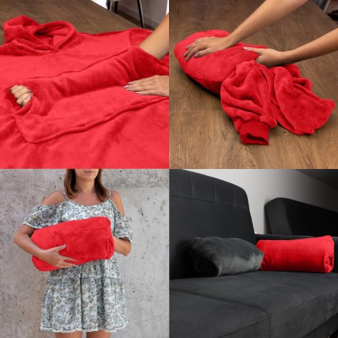 Bluzair Bluza Koc Hoodie Oversize Polska Czerwona Bluzair Bluza Koc Hoodie Oversize Polska Czerwona