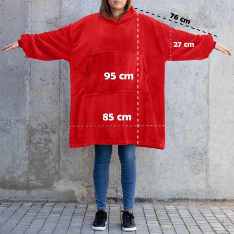 Bluzair Bluza Koc Hoodie Oversize Polska Czerwona Bluzair Bluza Koc Hoodie Oversize Polska Czerwona