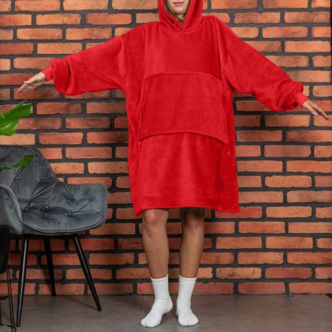 Bluzair Bluza Koc Hoodie Oversize Polska Czerwona Bluzair Bluza Koc Hoodie Oversize Polska Czerwona