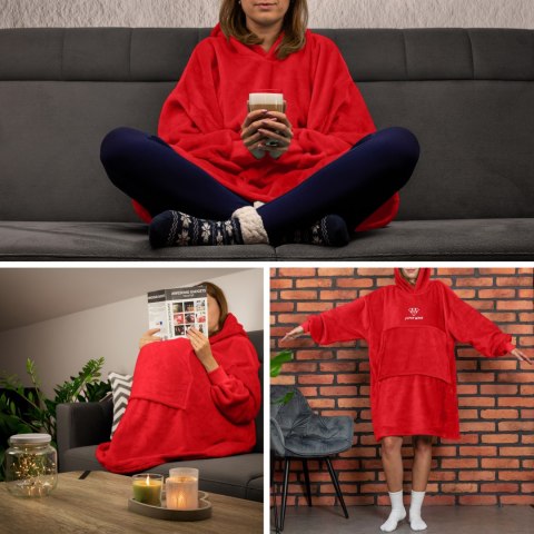 Bluzair SUPER MAMA - Bluza koc - Czerwony - prezent dla mamy na urodziny Bluzair SUPER MAMA - Bluza koc - Czerwony - prezent dla mamy na urodziny