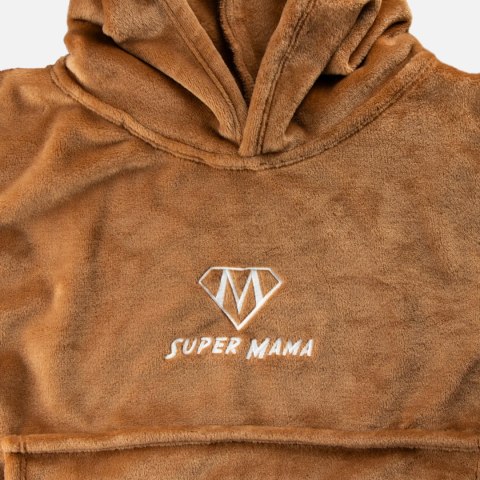 Bluzair SUPER MAMA - Bluza koc - Toffee - prezent dla mamy na urodziny Bluzair SUPER MAMA - Bluza koc - Toffee - prezent dla mamy na urodziny