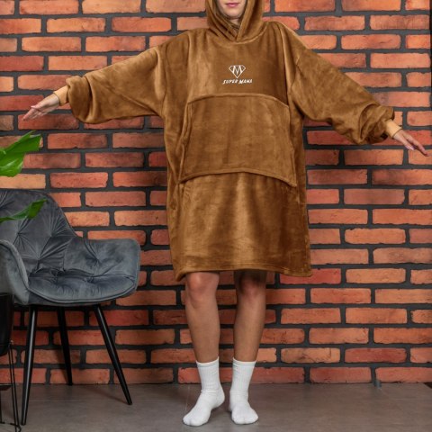 Bluzair SUPER MAMA - Bluza koc - Toffee - prezent dla mamy na urodziny Bluzair SUPER MAMA - Bluza koc - Toffee - prezent dla mamy na urodziny