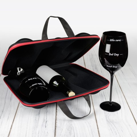 Etui na wino i 2 kieliszki xxl podróżne Who cares Etui na wino i 2 kieliszki xxl podróżne Who cares