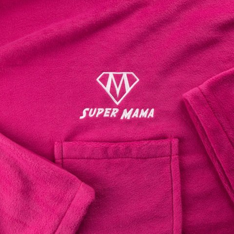 Kocyko-szlafrok SUPER MAMA - Fuksja - prezent dla mamy na urodziny Kocyko-szlafrok SUPER MAMA - Fuksja - prezent dla mamy na urodziny