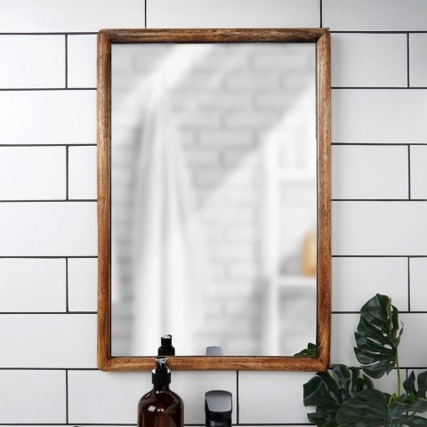 Lustro Ścienne Drewniane Prostokątne Wiszące Dekoracyjne VILDE 40 x 60 cm Lustro Ścienne Drewniane Prostokątne Wiszące Dekoracyjne VILDE 40 x 60 cm