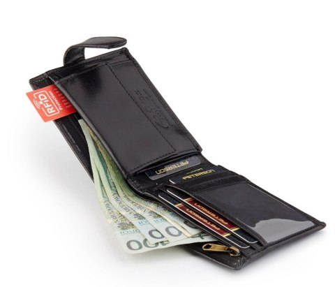 Klasyczny, skórzany portfel męski z zapięciem RFID - Peterson Klasyczny, skórzany portfel męski z zapięciem RFID - Peterson