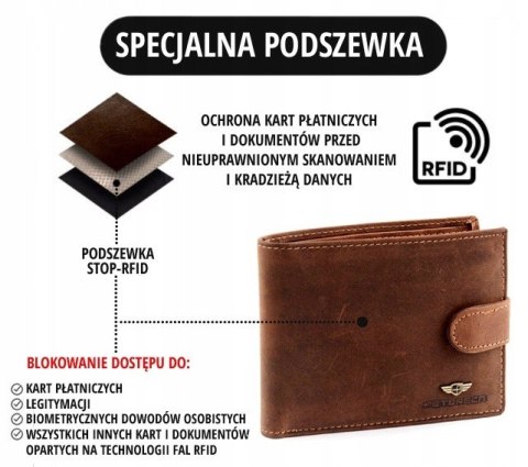 Klasyczny, skórzany portfel męski z zapięciem RFID - Peterson Klasyczny, skórzany portfel męski z zapięciem RFID - Peterson