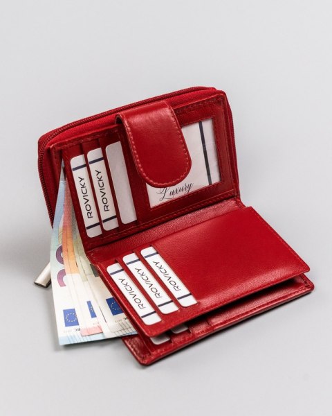 Skórzany portfel damski z systemem RFID Protect - Rovicky Skórzany portfel damski z systemem RFID Protect - Rovicky