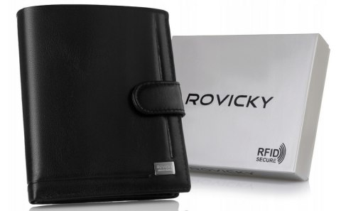 Duży, skórzany portfel męski na zatrzask - Rovicky Duży, skórzany portfel męski na zatrzask - Rovicky