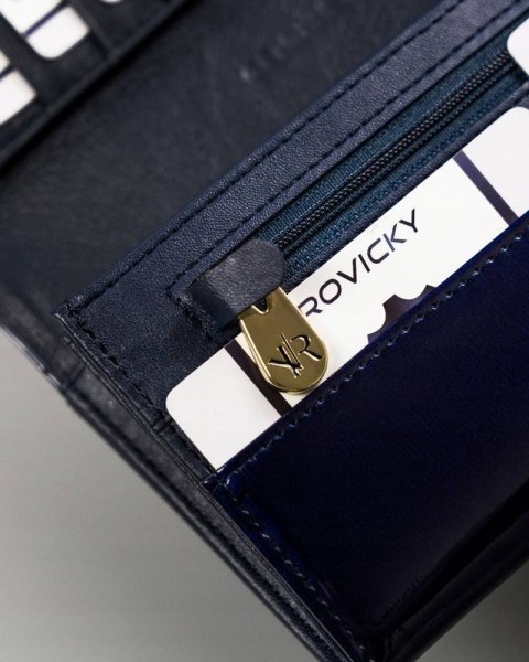 Portfel damski z lakierowanej skóry naturalnej zamykany na zatrzask - Rovicky Portfel damski z lakierowanej skóry naturalnej zamykany na zatrzask - Rovicky