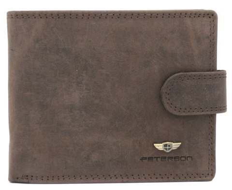 Poziomy portfel męski ze skóry naturalnej, system RFID Protect - Peterson Poziomy portfel męski ze skóry naturalnej, system RFID Protect - Peterson