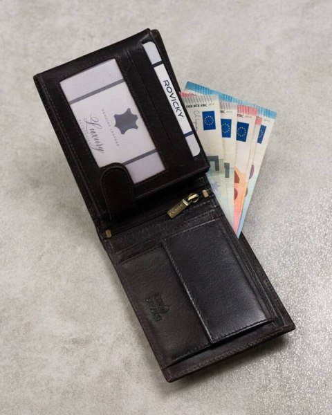 Klasyczny skórzany portfel z systemem RFID Protect - Rovicky Klasyczny skórzany portfel z systemem RFID Protect - Rovicky