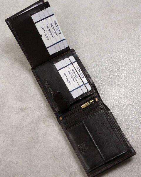 Klasyczny skórzany portfel z systemem RFID Protect - Rovicky Klasyczny skórzany portfel z systemem RFID Protect - Rovicky