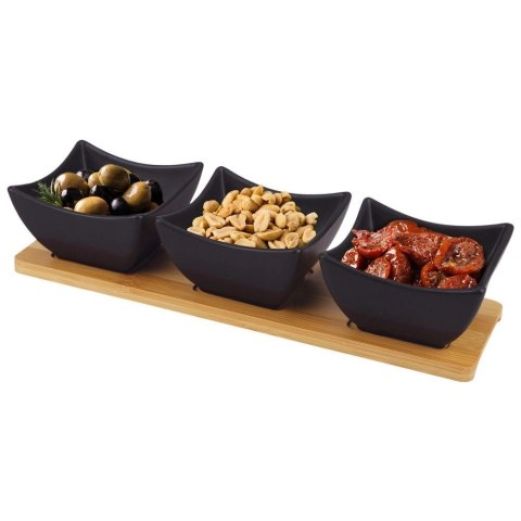 Miseczki na przekąski porcelanowe czarne BLACK 31,5 cm 4 el. Miseczki na przekąski porcelanowe czarne BLACK 31,5 cm 4 el.