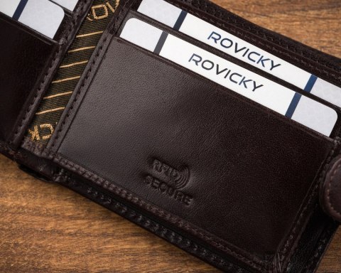 Klasyczy, skórzany portfel męski na zatrzask - Rovicky Klasyczy, skórzany portfel męski na zatrzask - Rovicky