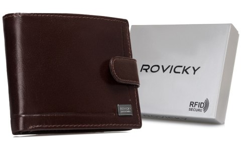 Klasyczy, skórzany portfel męski na zatrzask - Rovicky Klasyczy, skórzany portfel męski na zatrzask - Rovicky