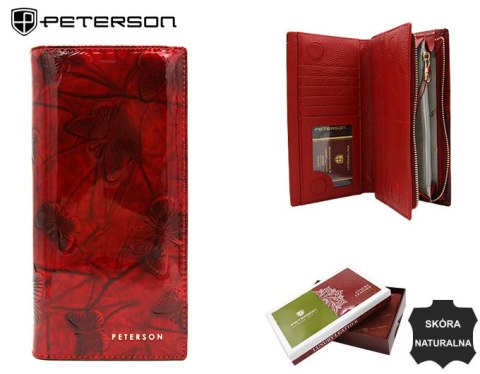 Pionowy, skórzany portfel damski na magnes i suwak - Peterson Pionowy, skórzany portfel damski na magnes i suwak - Peterson