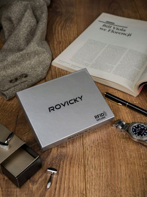 Duży, skórzany portfel męski bez zapięcia - Rovicky Duży, skórzany portfel męski bez zapięcia - Rovicky