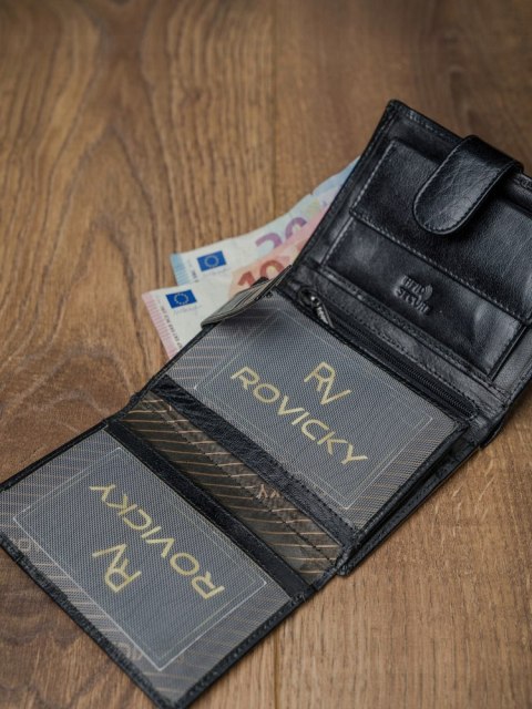 Duży, skórzany portfel męski na zatrzask - Rovicky Duży, skórzany portfel męski na zatrzask - Rovicky