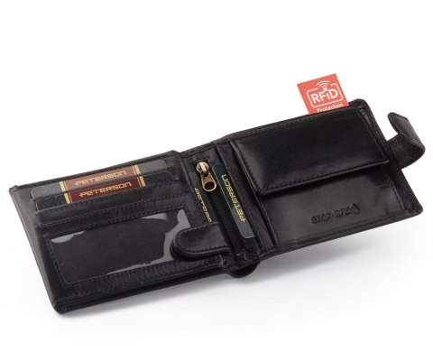 Duży, skórzany portfel męski z systemem RFID - Peterson Duży, skórzany portfel męski z systemem RFID - Peterson