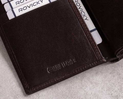 Elegancki portfel męski ze skóry naturalnej - Rovicky Elegancki portfel męski ze skóry naturalnej - Rovicky
