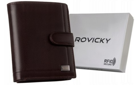 Elegancki portfel męski ze skóry naturalnej - Rovicky Elegancki portfel męski ze skóry naturalnej - Rovicky