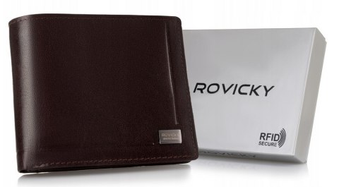 Klasyczny, elegancki portfel męski ze skóry naturalnej - Rovicky Klasyczny, elegancki portfel męski ze skóry naturalnej - Rovicky