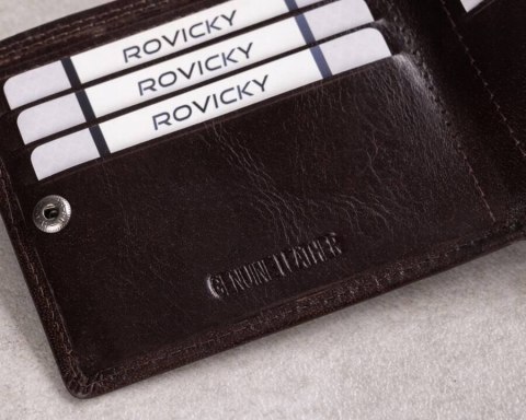 Klasyczny, elegancki portfel męski ze skóry naturalnej - Rovicky Klasyczny, elegancki portfel męski ze skóry naturalnej - Rovicky