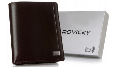 Skórzany portfel męski w orientacji pionowej - Rovicky Skórzany portfel męski w orientacji pionowej - Rovicky