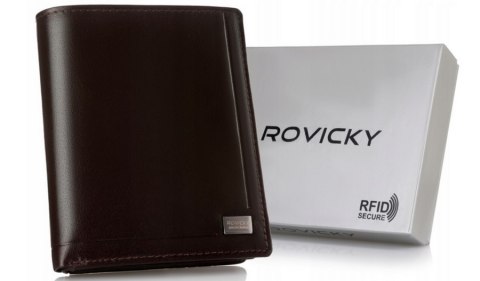 Skórzany portfel męski w orientacji pionowej - Rovicky Skórzany portfel męski w orientacji pionowej - Rovicky
