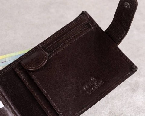 Skórzany portfel męski z systemem RFID zamykany na zatrzask - Rovicky Skórzany portfel męski z systemem RFID zamykany na zatrzask - Rovicky