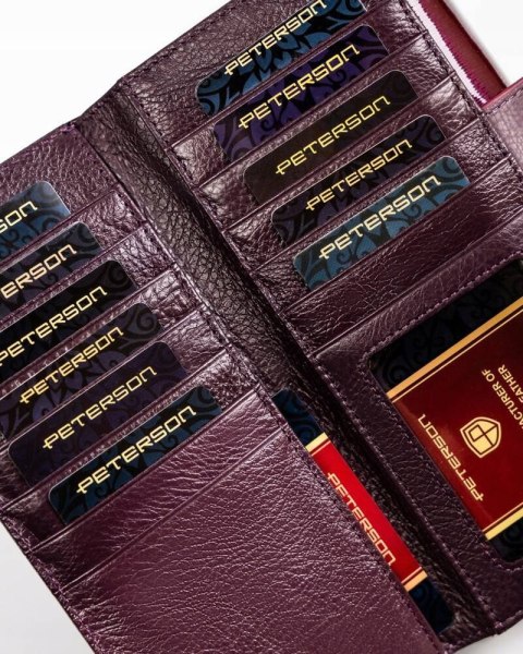 Pojemny, skórzany portfel damski z systemem RFID - Peterson Pojemny, skórzany portfel damski z systemem RFID - Peterson