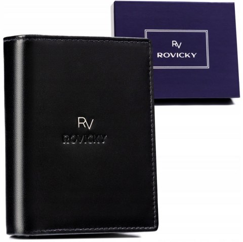 Portfel męski wyposażony w system RFID wykonany ze skóry naturalnej - Rovicky Portfel męski wyposażony w system RFID wykonany ze skóry naturalnej - Rovicky