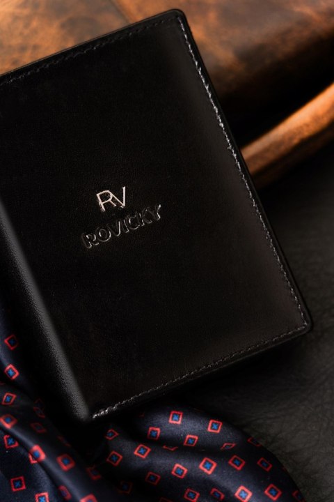 Portfel męski wyposażony w system RFID wykonany ze skóry naturalnej - Rovicky Portfel męski wyposażony w system RFID wykonany ze skóry naturalnej - Rovicky