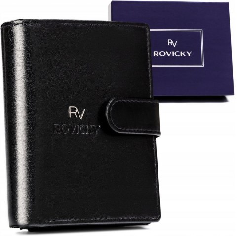 Portfel męski ze skóry naturalnej wyposażony w system RFID - Rovicky Portfel męski ze skóry naturalnej wyposażony w system RFID - Rovicky