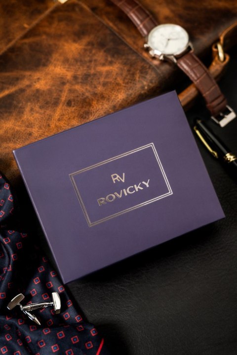 Rozbudowany portfel męski ze skóry naturalnej z systemem RFID - Rovicky Rozbudowany portfel męski ze skóry naturalnej z systemem RFID - Rovicky