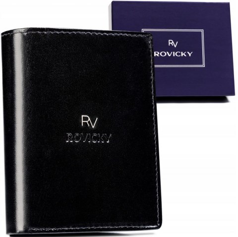 Skórzany portfel męski wyposażony w system RFID - Rovicky Skórzany portfel męski wyposażony w system RFID - Rovicky