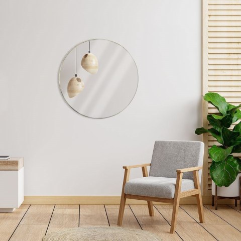 Okrągłe lustro ścienne w złotej ramie metalowe złote 55 cm Okrągłe lustro ścienne w złotej ramie metalowe złote 55 cm