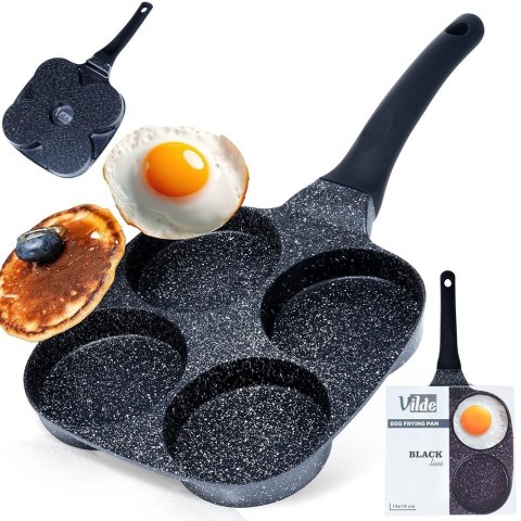 Patelnia do Jajek Placków Pancakes Granitowa 4 Otwory Solidna VILDE 19x19cm Patelnia do Jajek Placków Pancakes Granitowa 4 Otwory Solidna VILDE 19x19cm