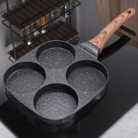 Patelnia do jajek granitowa 4 otwory BLACK&WOOD 19x19 cm Patelnia do jajek granitowa 4 otwory BLACK&WOOD 19x19 cm