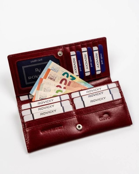 Duży, skórzany portfel damski z systemem RFID - Rovicky Duży, skórzany portfel damski z systemem RFID - Rovicky