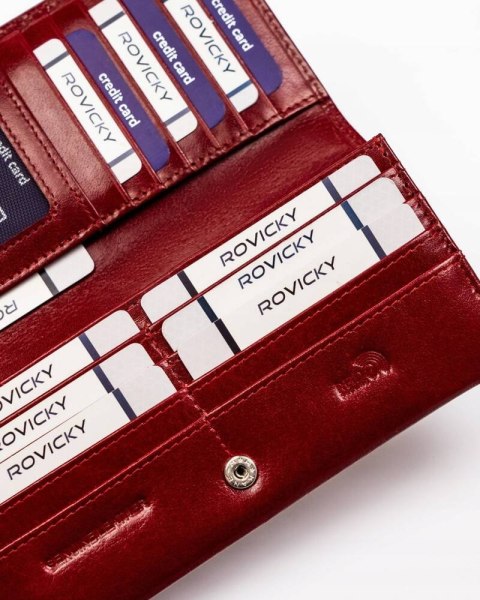 Duży, skórzany portfel damski z systemem RFID - Rovicky Duży, skórzany portfel damski z systemem RFID - Rovicky